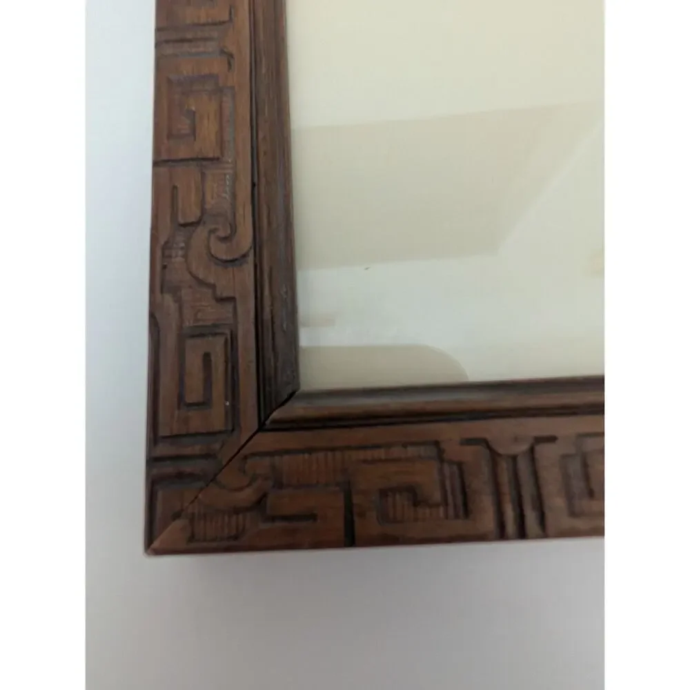 Hand Carved Antique Wood Frame W Photo 10 x 12 In Sepia